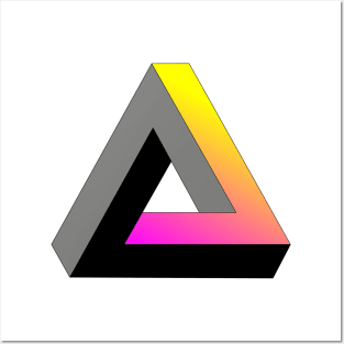 Impossible triangle with magenta to yellow gradient Posters and Art